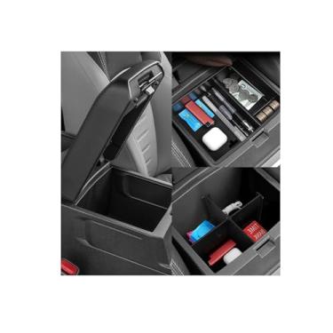 Imagem de YOJOJOCO 2 peças organizador de console central compatível com Toyota Tacoma 2024 2025 acessórios preto ABS material plástico bandeja de inserção caixa de armazenamento oculto armazenamento de paletes