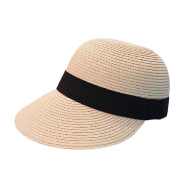 Imagem de Chapéus femininos casuais para estudantes ao ar livre, protetor solar, boné de beisebol de verão, adorável boné com ponta bege 56-58 cm