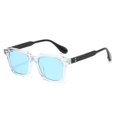 Imagem de Óculos de Sol Rivets Masculino UV400 Feminino Degradê para Esportes ao Ar Livre, Corrida e Ciclismo, Azul Transparente