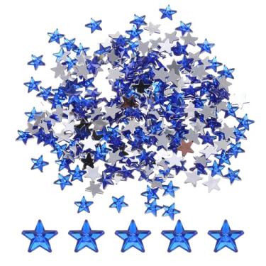 Imagem de Generic 200 peças de strass de estrela acrílica 6 x 6 mm pedras de plástico para artesanato com contas de pintura facial, fabricação de bijuterias, azul safira
