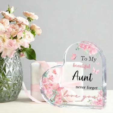 Imagem de Presentes para ideias de tia tia, presentes de aniversário de sobrinha, 9 x 10 cm, decoração de placa acrílica em forma de coração de borboleta, dia das mães, dia dos namorados, presente de Natal para