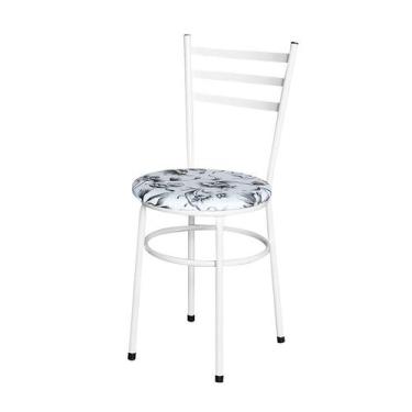 Imagem de Cadeira Epoxi Branca Para Cozinha Assento Estampado - Laumar, Floral B
