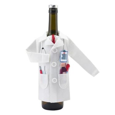 Imagem de CRASPIRE Roupas de garrafa de vinho, bolsa de cobertura de vinho branco para médicos com gravata champanhe, casaco de feltro, licores, conjunto de embrulhos de capas de licores, médico, formatura