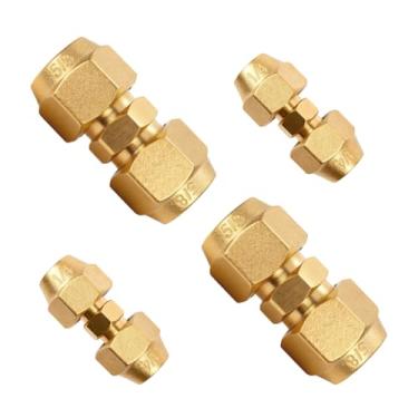 Imagem de Wostore Pacote com 4 conectores de junta de extensão de tubo de cobre, adaptadores de acoplamento de tubo CA de 1/10.2 cm e 5/20.3 cm com porcas de alargamento HVAC, acessórios de cobre de solda livre