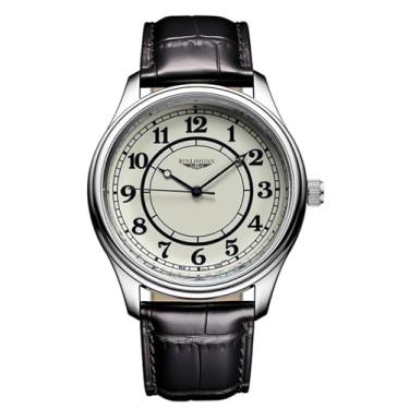 Imagem de HUNRUY Relógio masculino feminino simples de couro e quartzo, Bege, Tendência