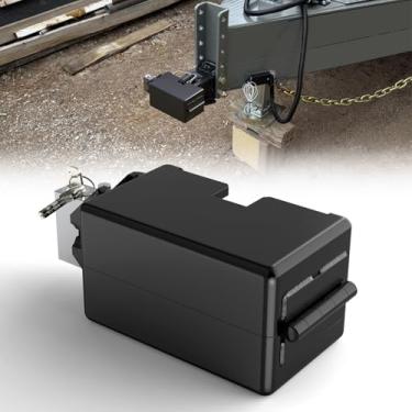 Imagem de Trava de reboque preta antifurto para viagens de trailer
