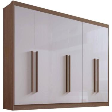 Imagem de Guarda Roupa Athos Castanho Off White 6 Portas 7 Gavetas D?doro