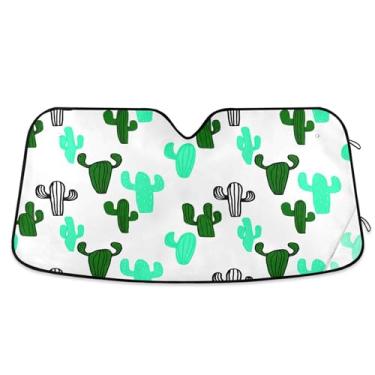 Imagem de SEHANY Pára-brisa de carro cacto planta verde para-sol dobrável janela frontal protetor de viseira solar para carro, SUV, caminhão - Mantenha o veículo fresco, 137 x 81,5 polegadas