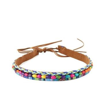 Imagem de Pulseiras para chapéu de caubói de couro clássico, cintos étnicos rurais ocidentais para mulheres e homens, cowgirl, Multicor, tamanho �nico