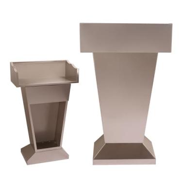 Imagem de Pódio de metal, mesa de pódio com gaveta, suporte de púlpito de igreja de aço inoxidável, pódio, à prova d'água e não enferruja, palestras e pódios com defletor alto para sala de aula, conferência