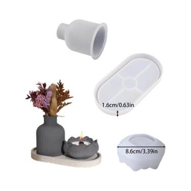 Imagem de Conjunto De Moldes De Silicone Para Artesanato Em Concreto DIY Para Va