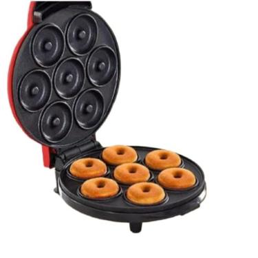 Imagem de Mini Maquina De Donuts Café Da Manhã Capacidade Para 7 Mini Rosquinha Elétrica 110V Portátil(Vermelho)