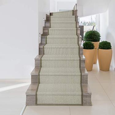 Imagem de Tapete e corredores da coleção de sisal sintético da iCustomRug Zara, mais macio do que o tapete de sisal natural, resistente a manchas e fácil de limpar, lindo tapete de borda em bege 6,5 x 1,5 m