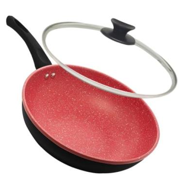 Imagem de Frigideira Indução Antiaderente Granilite Wok 28cm com Tampa Para Todos os Fogões (Vermelho)