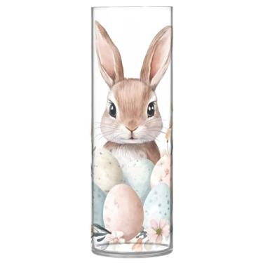 Imagem de JUZIHAI Vaso de ovos de coelhinho da Páscoa para flores 9,9 cm x 30 cm cilindro de plástico moderno vaso de flores para centro de mesa de casamento decoração de casa
