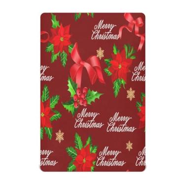 Imagem de Qilmy Lençóis de berço de Natal com flor vermelha, macio, respirável, elástico, para meninos e meninas, miniberço, 99 cm x 68,5 cm, capa de colchão infantil portátil