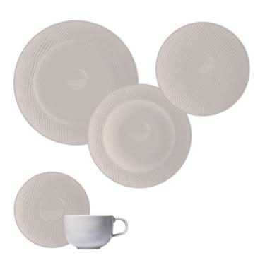 Imagem de Jogo Jantar Chá 30 Peças Relevo Dunas Cinza Germer Porcelanas