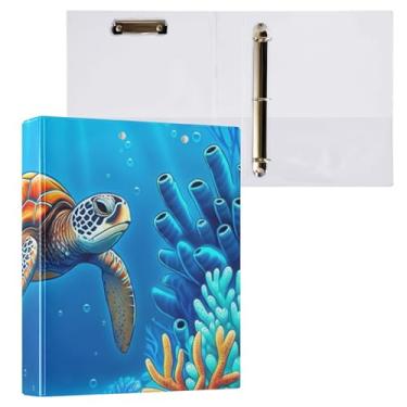 Imagem de Pasta de arquivo com 3 fichários de tartarugas marinhas azul cristal azul para material de escritório, pacote com 2