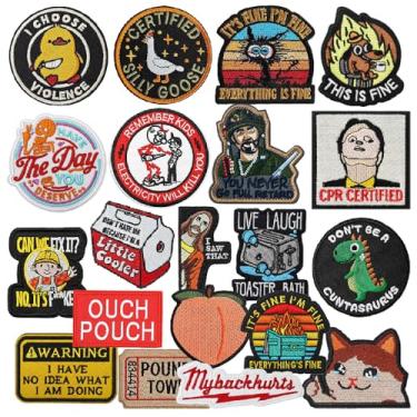 Imagem de Pacote com 20 remendos de moral táticos sortidos aleatórios engraçados, conjunto de adesivos bordados com gancho e laço para bonés, mochilas, bolsas de almoço/academia, bolsa de peito, bolsa EDC