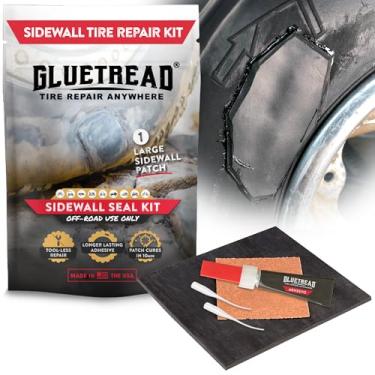 Imagem de Kit de reparo de parede lateral GlueTread – Patch lateral do seu pneu – O kit inclui (1) patch de 10 x 11 x 10 mm, (4) peças de lixa, adesivo e instruções