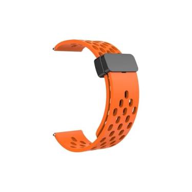 Imagem de KAVJU Pulseira magnética de silicone de 22 mm, 20 mm e 18 mm para Huawei GT5 GT5 Pro, GT4, GT3, 46 mm, respirável para Huawei Watch GT5 GT4 de 41 mm (laranja-B, 18 mm)