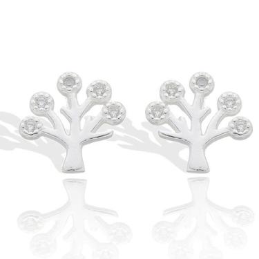 Imagem de Brinco Feminino de Prata Arvore Da Vida Pedras De Zircônias - Lojas La