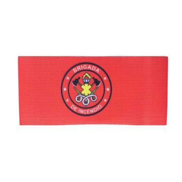 Imagem de Braçadeira Brigada Incêndio Vermelho Impressão Digital Fechamento tira