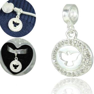 Imagem de Berloque Charms Espirito Santo Cravejado Paz  Prata Legitima - Lojas L