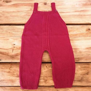 Imagem de Jardineira Tricô Ponto de Arroz Macacão Para Passeio e Maternidade Ant