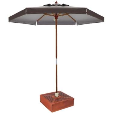 Imagem de Kit Ombrelone Madeira 2,4m Xangri-lá Bagum Marrom com Base Revestida Branca - Bel