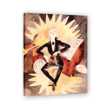 Imagem de Arte de parede em tela MusicianCharles Demuth - Reprodução de pintura a óleo abstração geométrica, design de interiores colorido ousado 60 x 78 cm emoldurado