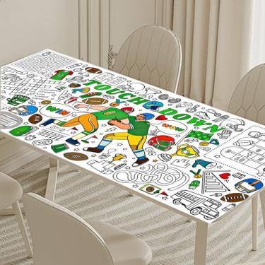 Imagem de BCCSNNM Toalha de mesa gigante para colorir futebol americano grande pôster de atividades esportivas para arte, artesanato, casa, artigos de festa de aniversário