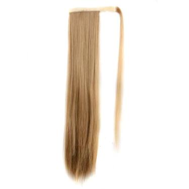 Imagem de Extensão de cabelo rabo cavalo longo e liso para mulheres com clip peça sintético Wrap Around