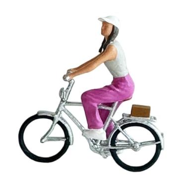 Imagem de Esquirla Miniatura de com bicicleta em escala 1/64, figura de ciclista feminina, adereço fotográfico, dioramas, miniatura de pessoa para maquete de