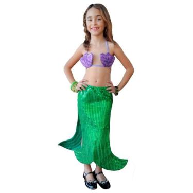 Imagem de Fantasia de Sereia Ariel Pequena Sereia Infantil Com Biquíni