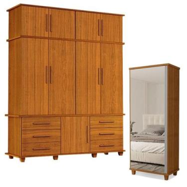 Imagem de Guarda Roupa Casal 4 portas e Armário Multiuso Londres Freijó  Luapa M