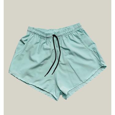 Imagem de Kit 3 Shorts Praia Feminino Elastano Premium WSS Branco Laranja e Verde Água