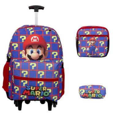 Imagem de Mochila Infantil Masculina Super Mario Rodinhas Envio 24hrs - TOYS 2U