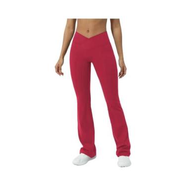 Imagem de Calças De Yoga Femininas De Cintura Alta Com Corte Flare, Efeito Levan
