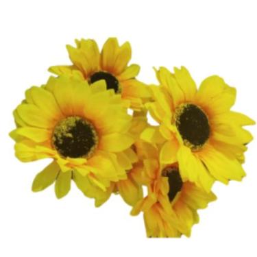 Imagem de Buquê de Girassol Grande 5 Flores Artificiais 30cm - Genérico