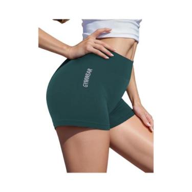 Imagem de Shorts femininos de treino de cintura alta, calças curtas de ioga - NO