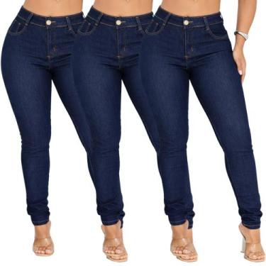 Imagem de Kit C/3 Calças Jeans Feminina Linha Premium Com Lycra Cintura Alta Emp