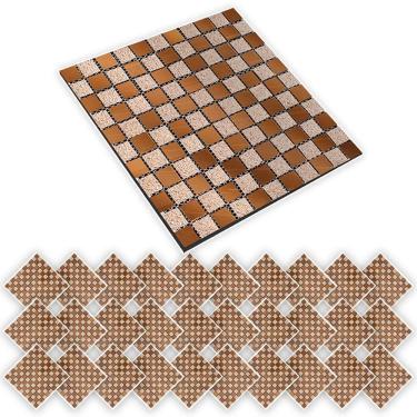 Imagem de Pastilha De Vidro Kit 30 Uni Autocolante Parede Cozinha Banheiro Decorativa Facil Aplicacao Moderna Reforma Requinte