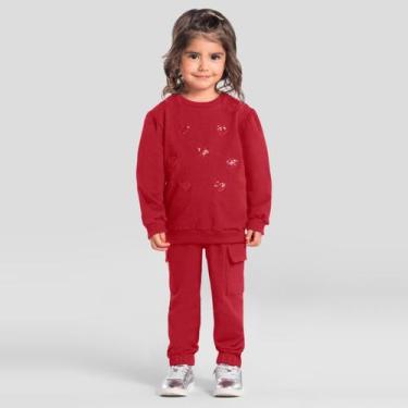 Imagem de Conjunto infantil menina de corações com paetês Mundi, 6, Bordô