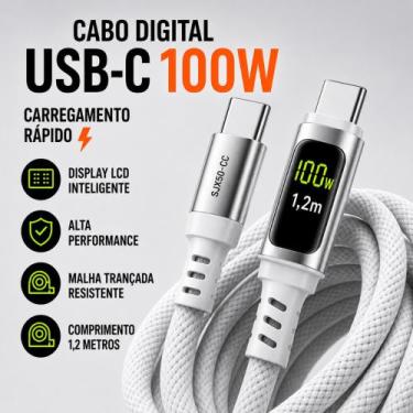 Imagem de Cabo De Dados Turbo Display LCD Digital SJX50-CC Tipo C E Lightning - 