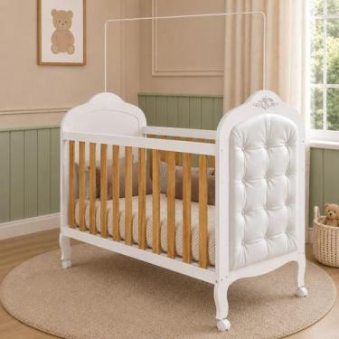 Imagem de Kit Peroba Berço Elô Branco Com Amendoa e Capitonê material sintético 