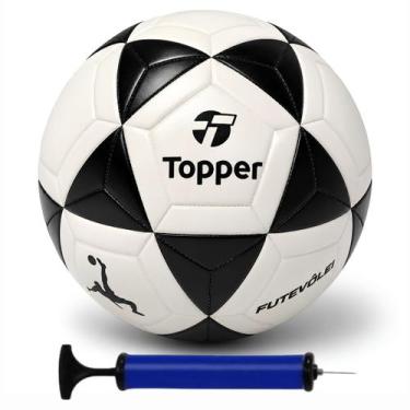 Imagem de Bola de Futevôlei Topper Oficial R1 + Bomba de Ar, Branco