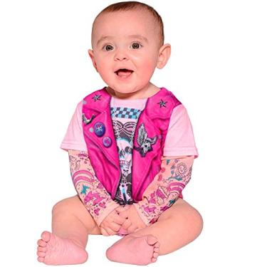 Imagem de Fantasia Body Motoqueira Bebê Com tatuagem na manga P 0-6 meses