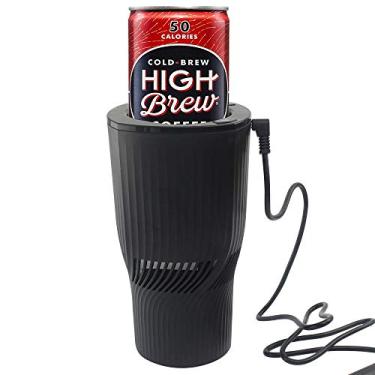 Imagem de HPYDIY Suporte de caneca portátil inteligente 2 em 1 para copo de carro para aquecimento e resfriamento de carro perfeito para presente de viajante/viajante (Preto)