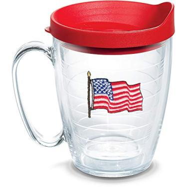 Imagem de Tervis Copo térmico de parede dupla feito nos EUA com bandeira americana mantém as bebidas frias e quentes, caneca de 473 ml, clássica